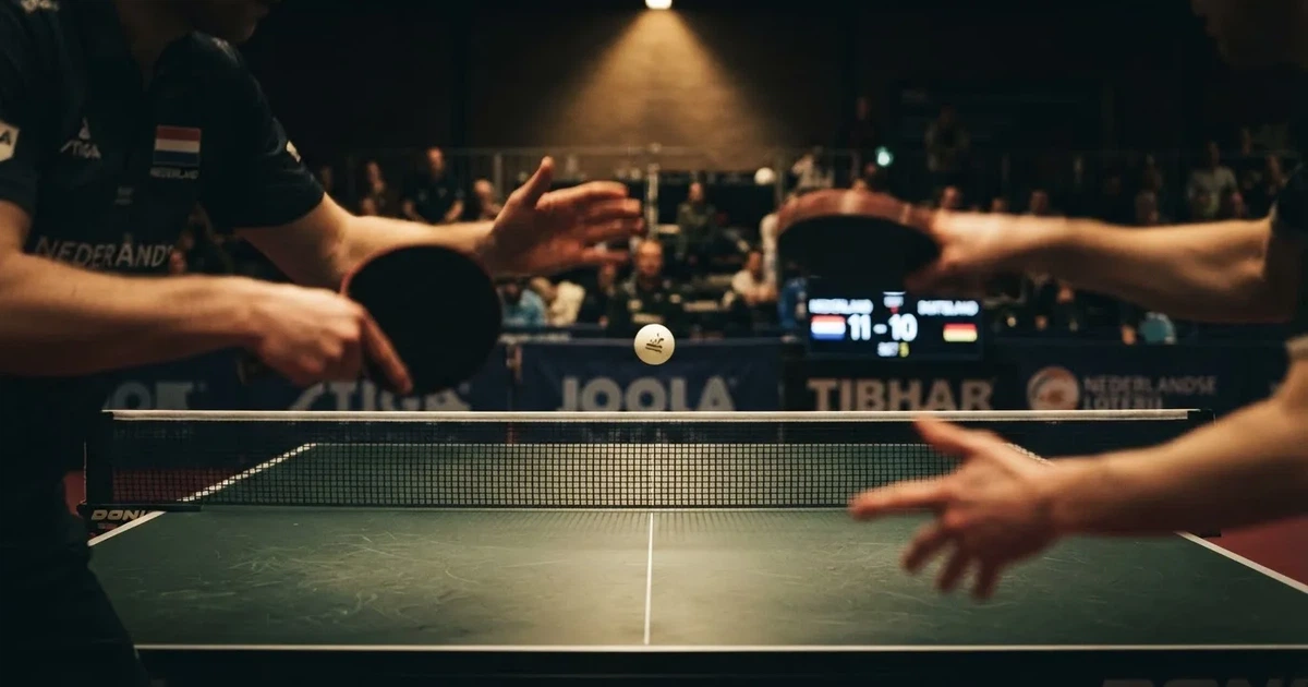 Een voetbal op de middenstip van een grasveld in het ochtendlicht